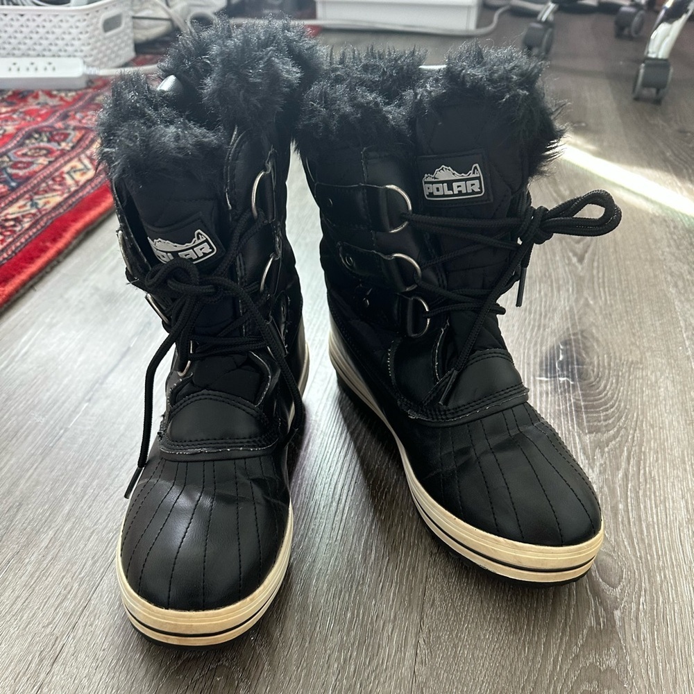 Black Winter Boots with Fur Lining - Picture 8 of 8